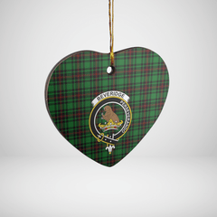 Clan Beveridge Tartan Crest Heart Ceramic Ornament QM33 Beveridge Tartan Tartan Christmas   