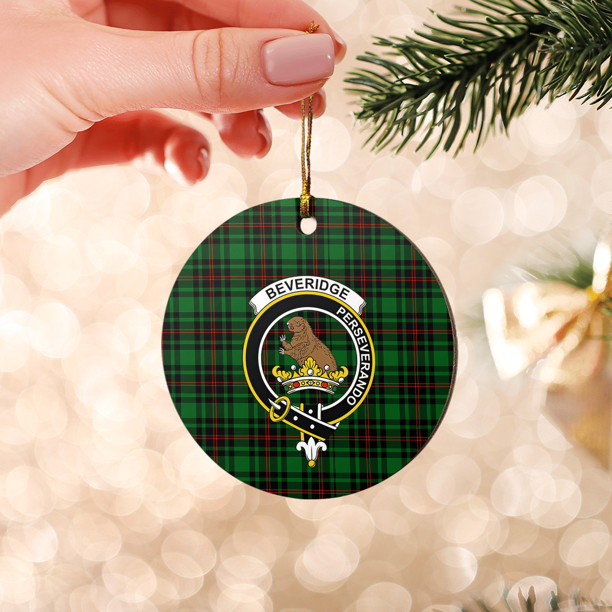 Clan Beveridge Tartan Crest Round Ceramic Ornament NT26 Beveridge Tartan Tartan Christmas   