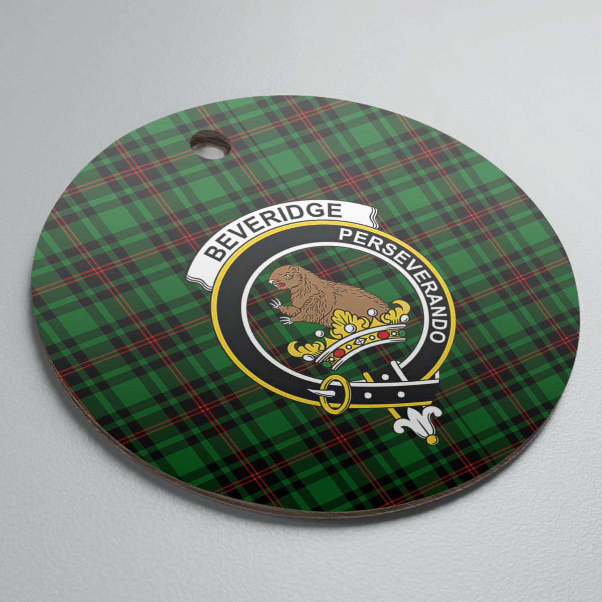 Clan Beveridge Tartan Crest Round Ceramic Ornament NT26 Beveridge Tartan Tartan Christmas   