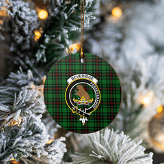 Clan Beveridge Tartan Crest Round Ceramic Ornament NT26 Beveridge Tartan Tartan Christmas   