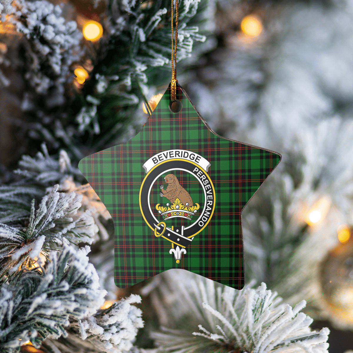 Clan Beveridge Tartan Crest Star Ceramic Ornament AJ11 Beveridge Tartan Tartan Christmas   