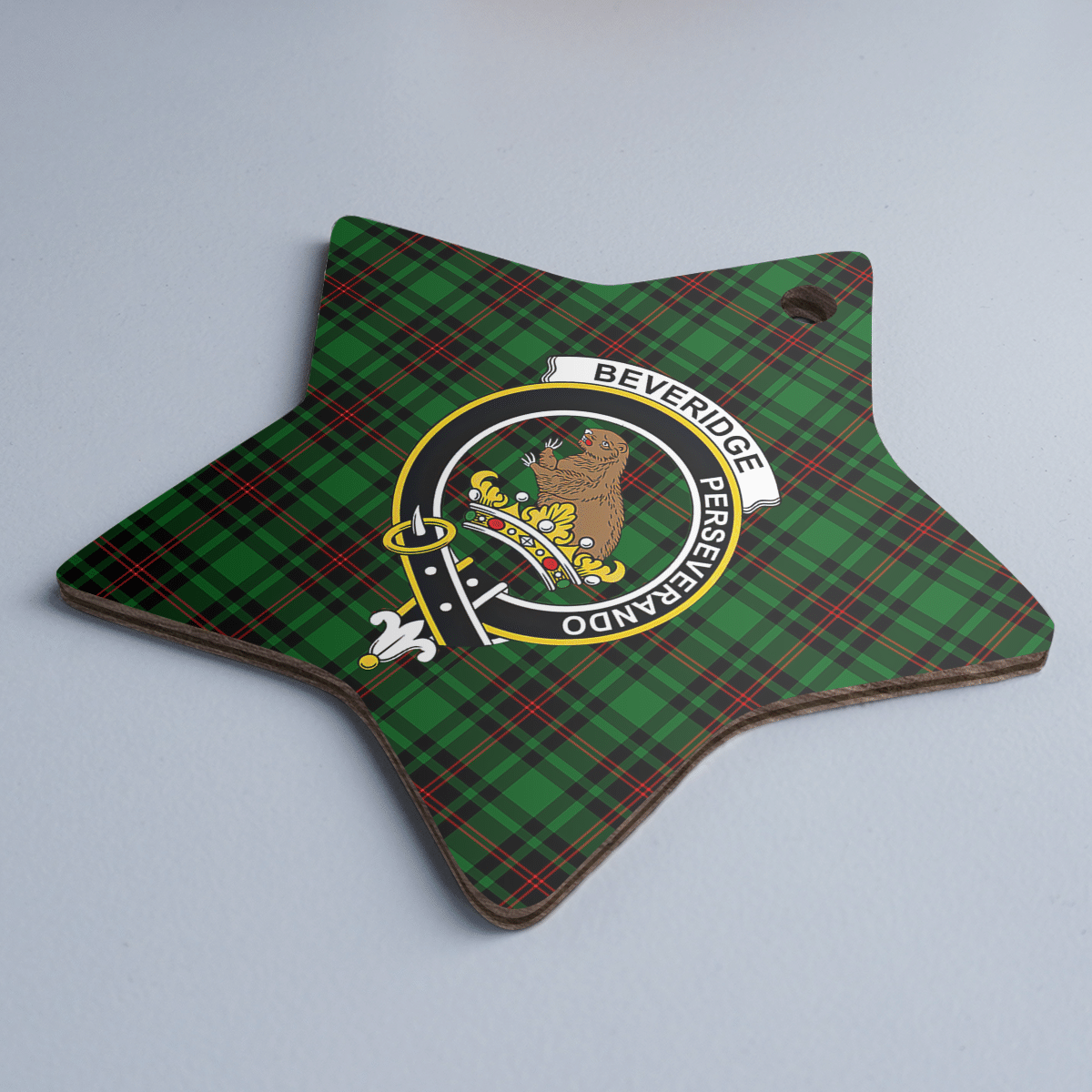 Clan Beveridge Tartan Crest Star Ceramic Ornament AJ11 Beveridge Tartan Tartan Christmas   