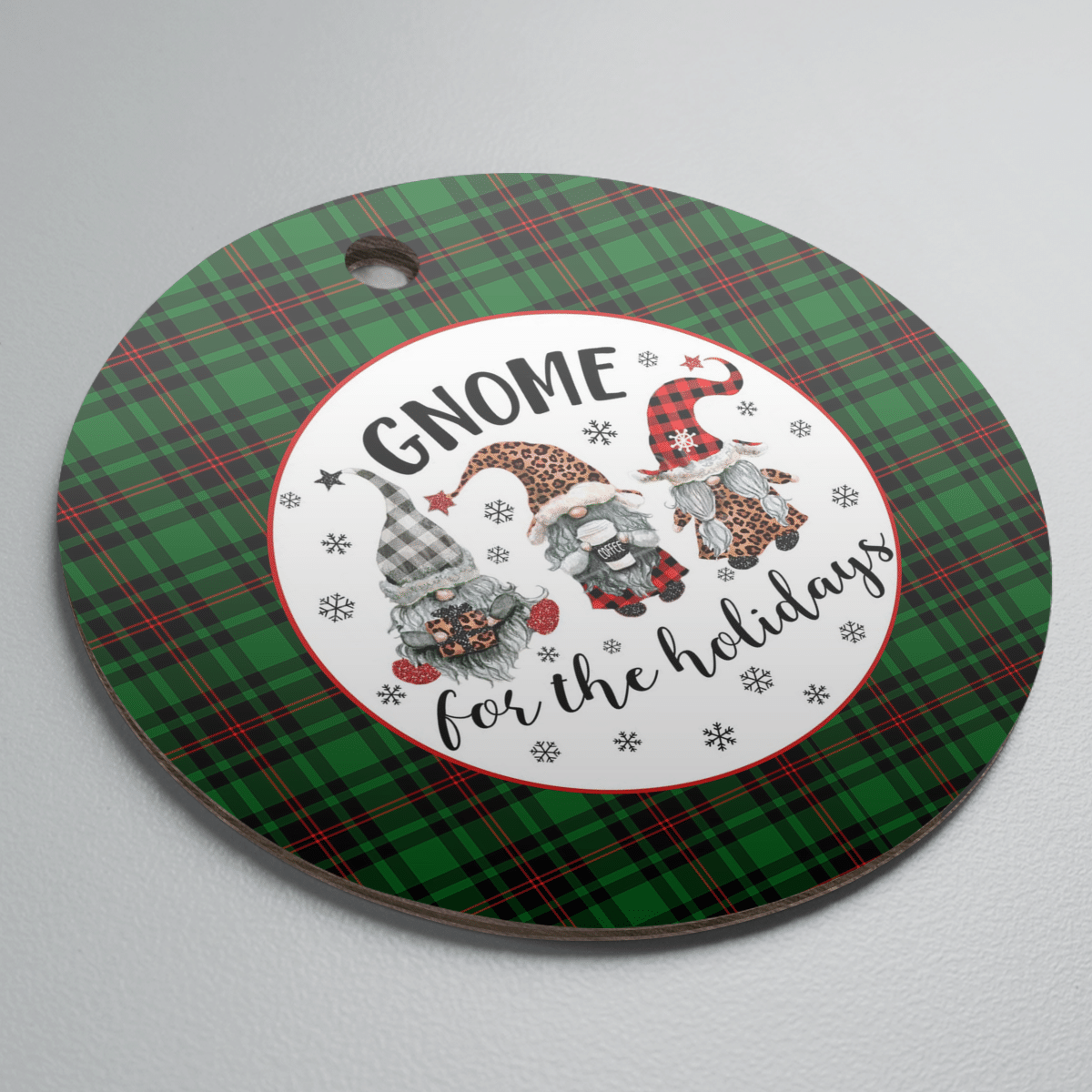 Clan Beveridge Tartan Gnome Round Ceramic Ornament RK55 Beveridge Tartan Tartan Christmas   