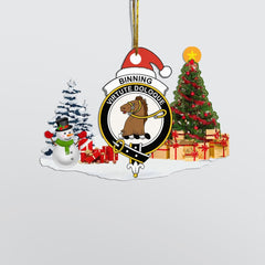 Clan Binning (of Wallifoord) Crest Tartan Acrylic Christmas Ornament QJ94 Binning (of Wallifoord) Tartan Tartan Christmas   