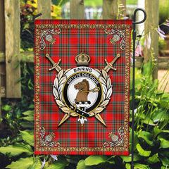 Clan Binning (of Wallifoord) Tartan Crest Garden Flag  - Celtic Thistle  TO40 Clan Binning Tartan Today   