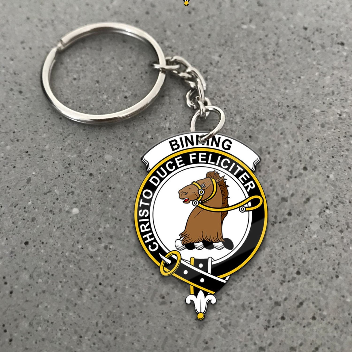 Clan Binning of Wallifoord Tartan Crest Keychain CH79 Clan Binning Tartan Today   