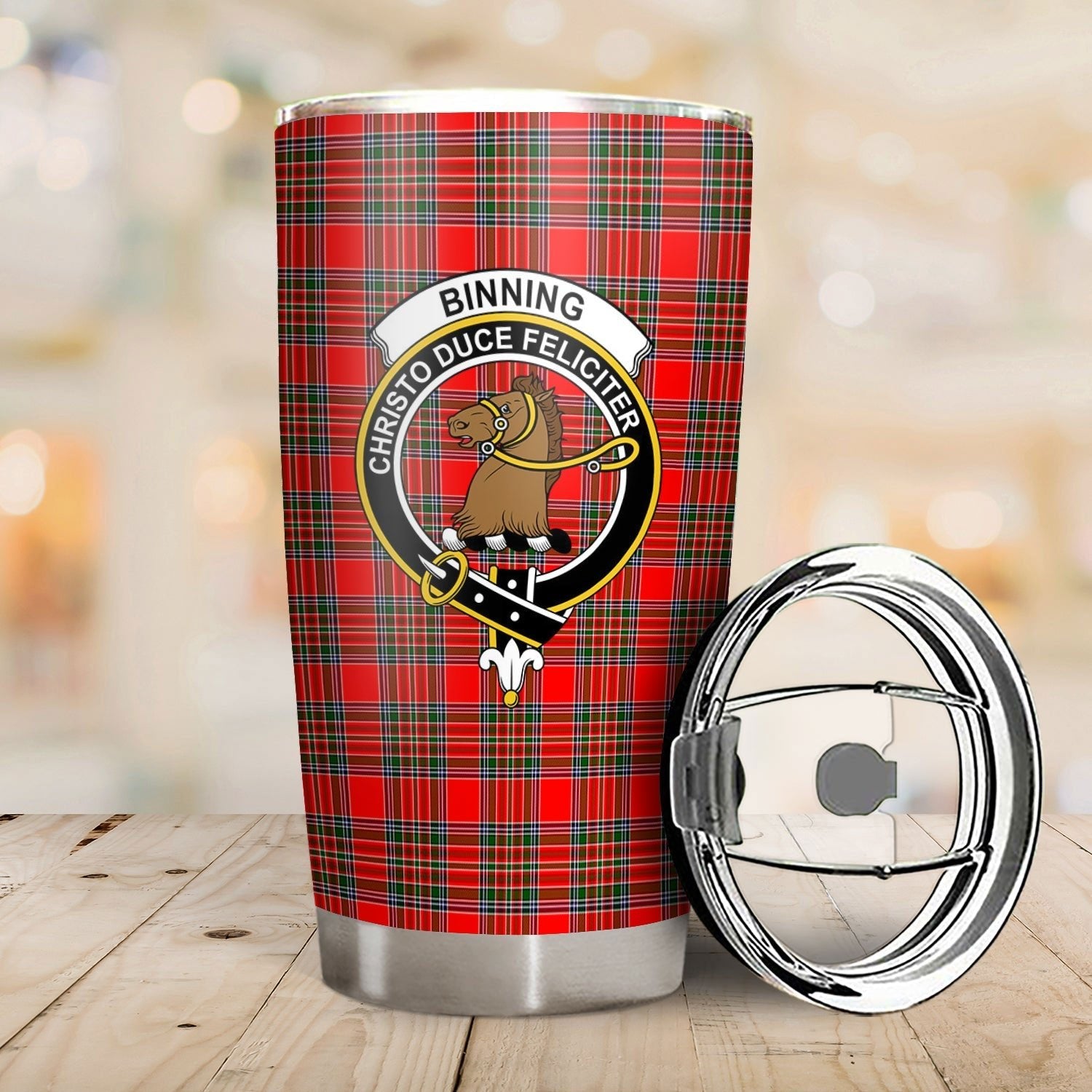 Clan Binning (of Wallifoord) Tartan Crest Tumbler OR85 Clan Binning Tartan Today   