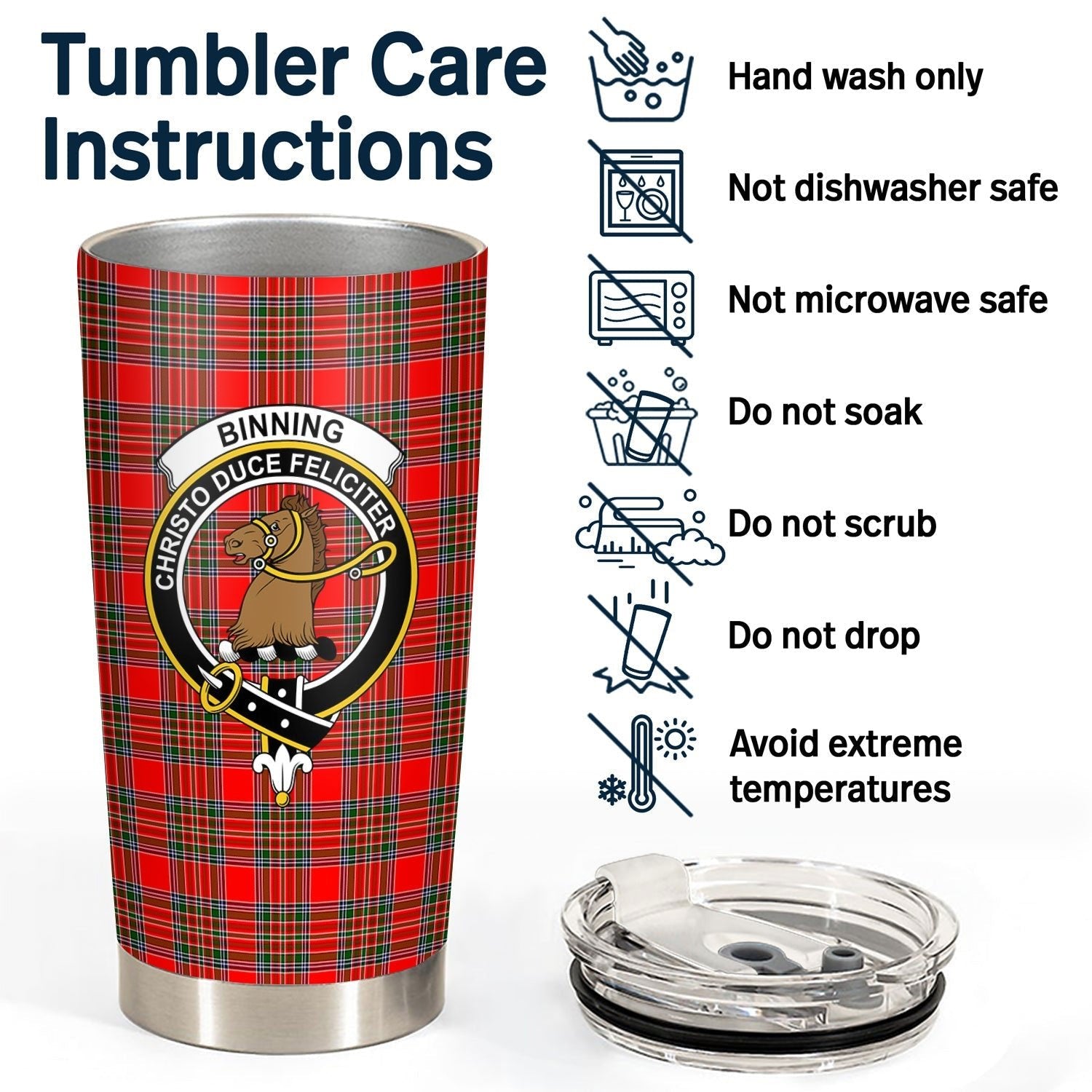 Clan Binning (of Wallifoord) Tartan Crest Tumbler OR85 Clan Binning Tartan Today   