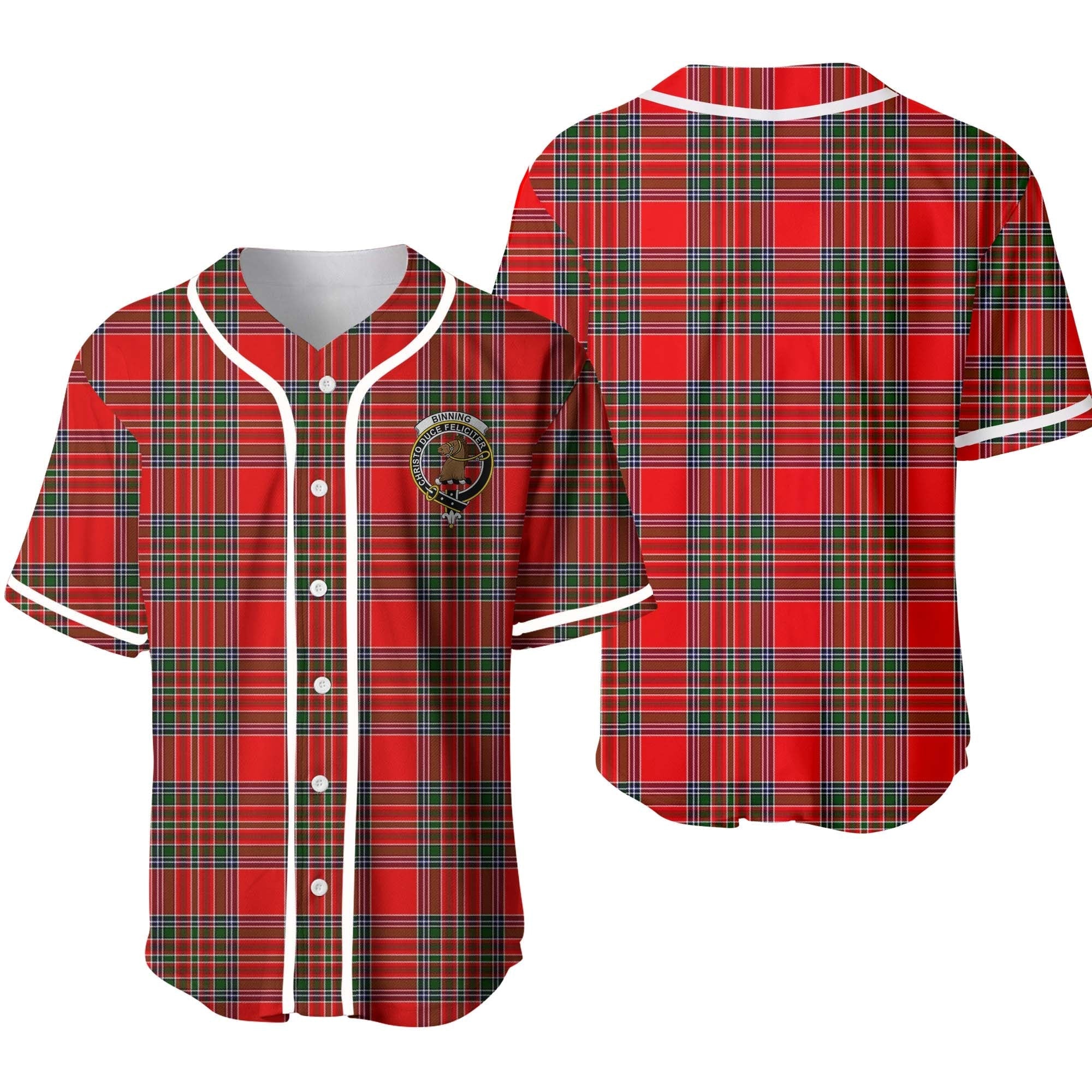 Clan Binning of Wallifoord Tartan Unisex Baseball Jersey MI16SI55 Clan Binning Tartan Today   