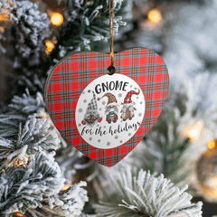 Clan Binning Tartan Gnome Heart Ceramic Ornament VC58 Binning Tartan Gnome Tartan Christmas   