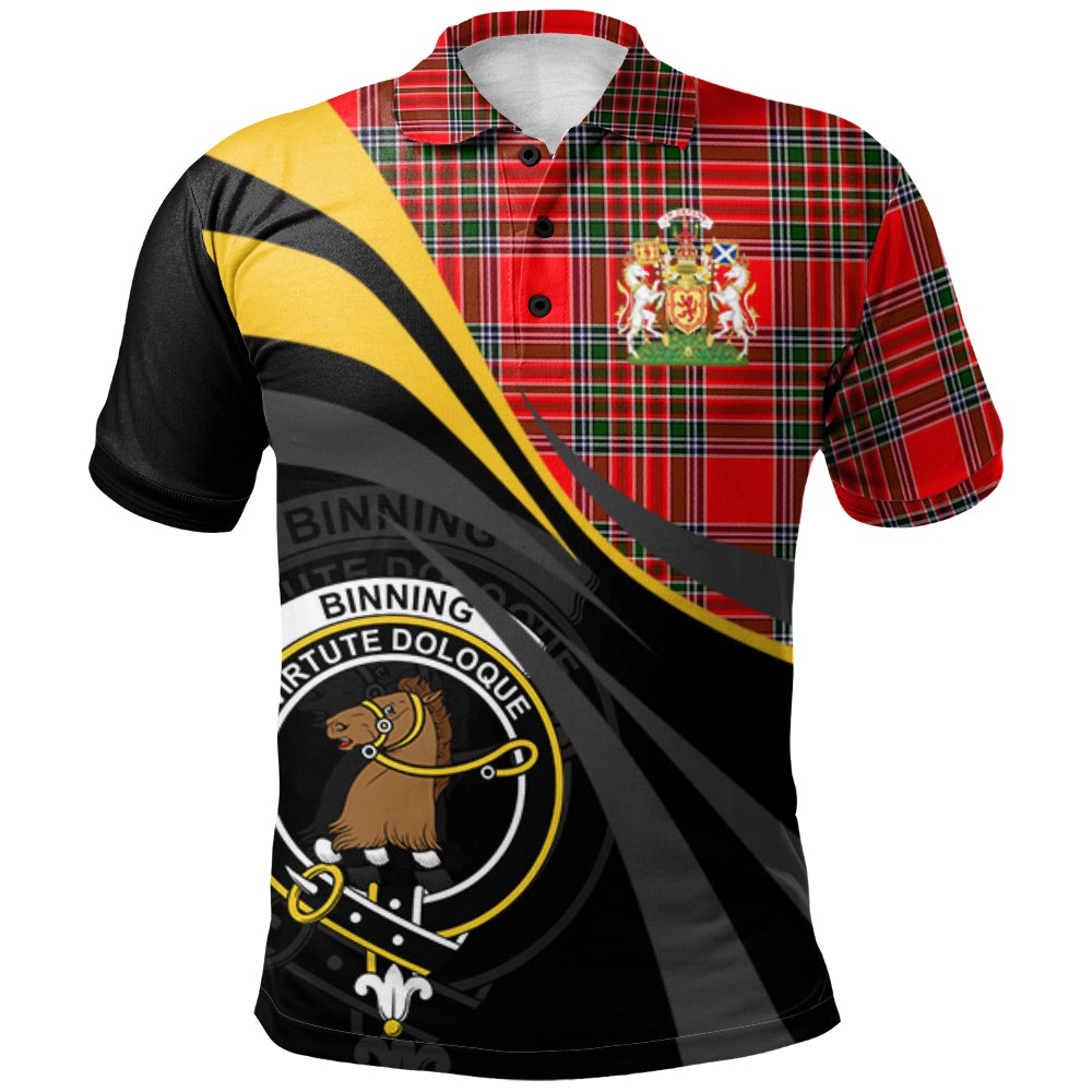 Clan Binning Tartan Polo Shirt - Royal Coat Of Arms Style SZ69 Binning Tartan Tartan Polo   