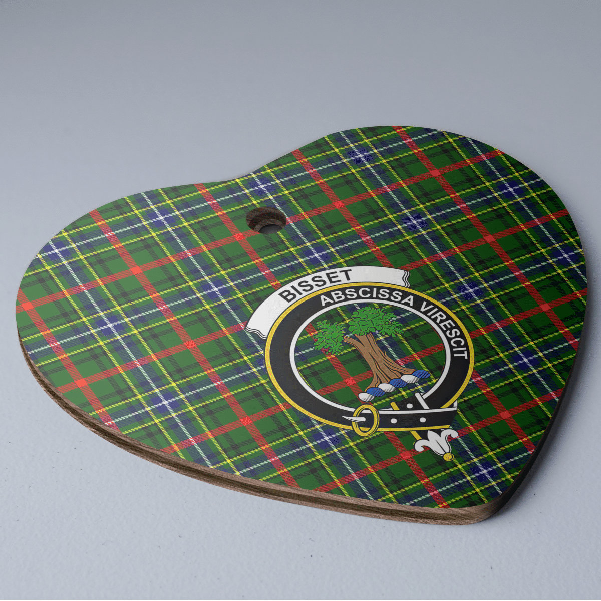 Clan Bisset 1 Tartan Crest Heart Ceramic Ornament JF26 Bisset 1 Tartan Tartan Christmas   