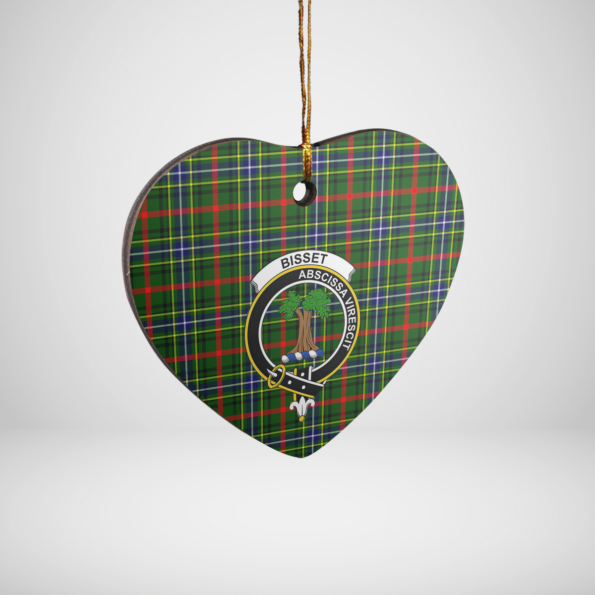 Clan Bisset 1 Tartan Crest Heart Ceramic Ornament JF26 Bisset 1 Tartan Tartan Christmas   