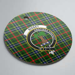 Clan Bisset 1 Tartan Crest Round Ceramic Ornament XS69 Bisset 1 Tartan Tartan Christmas   