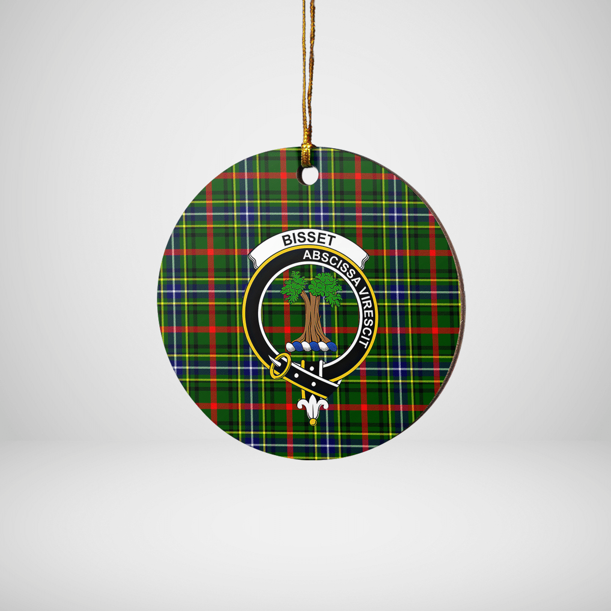 Clan Bisset 1 Tartan Crest Round Ceramic Ornament XS69 Bisset 1 Tartan Tartan Christmas   