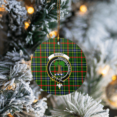 Clan Bisset 1 Tartan Crest Round Ceramic Ornament XS69 Bisset 1 Tartan Tartan Christmas   