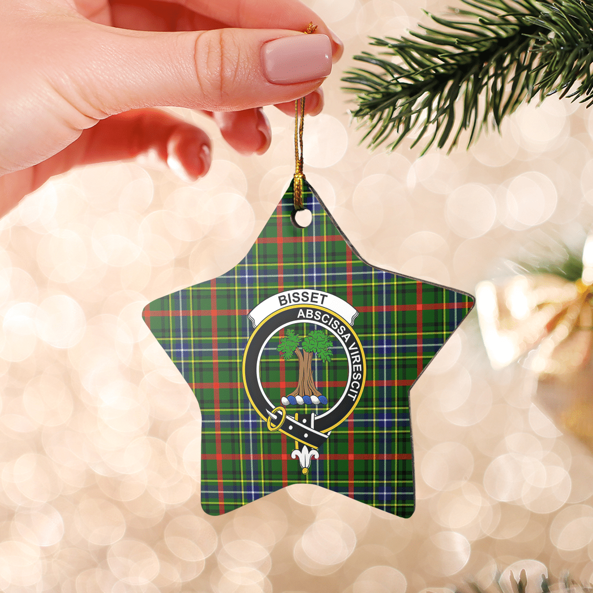 Clan Bisset 1 Tartan Crest Star Ceramic Ornament QH46 Bisset 1 Tartan Tartan Christmas   