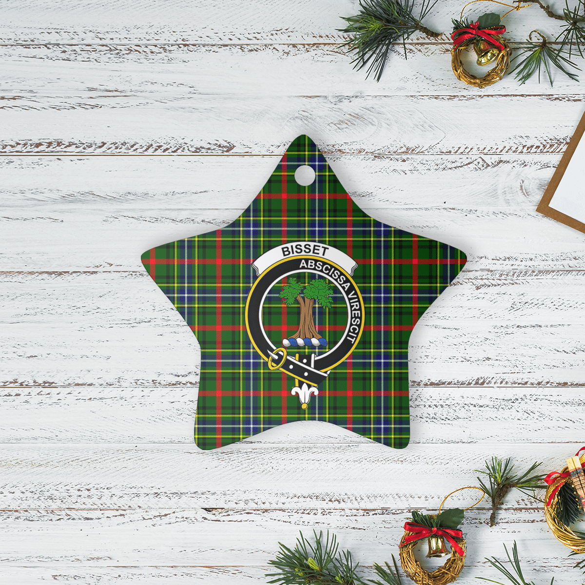 Clan Bisset 1 Tartan Crest Star Ceramic Ornament QH46 Bisset 1 Tartan Tartan Christmas   