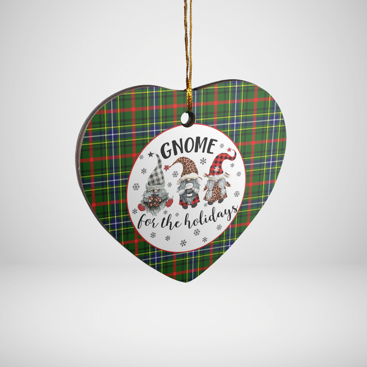 Clan Bisset 1 Tartan Gnome Heart Ceramic Ornament PC59 Bisset 1 Tartan Gnome Tartan Christmas   