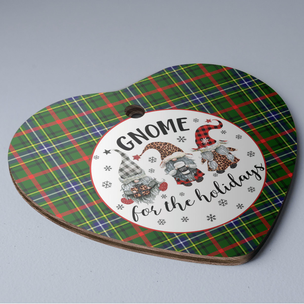 Clan Bisset 1 Tartan Gnome Heart Ceramic Ornament PC59 Bisset 1 Tartan Gnome Tartan Christmas   