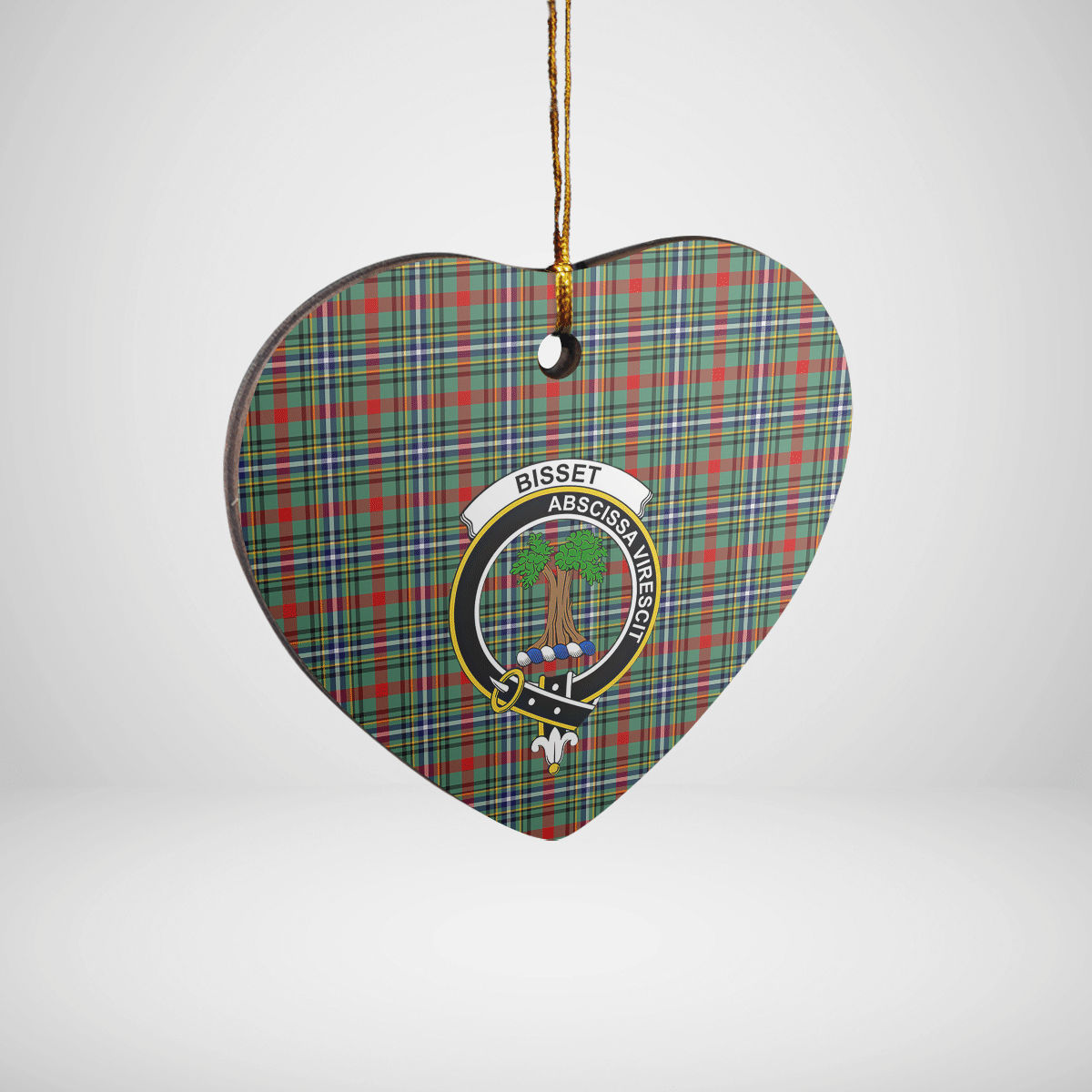 Clan Bisset 2 Tartan Crest Heart Ceramic Ornament VN38 Bisset 2 Tartan Tartan Christmas   