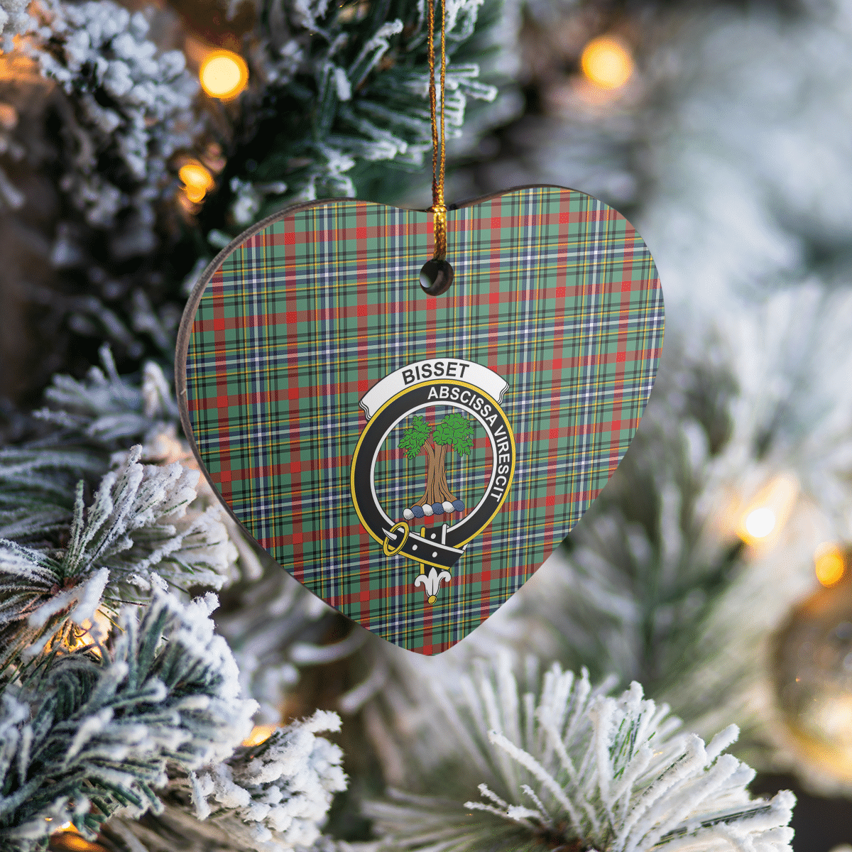 Clan Bisset 2 Tartan Crest Heart Ceramic Ornament VN38 Bisset 2 Tartan Tartan Christmas   