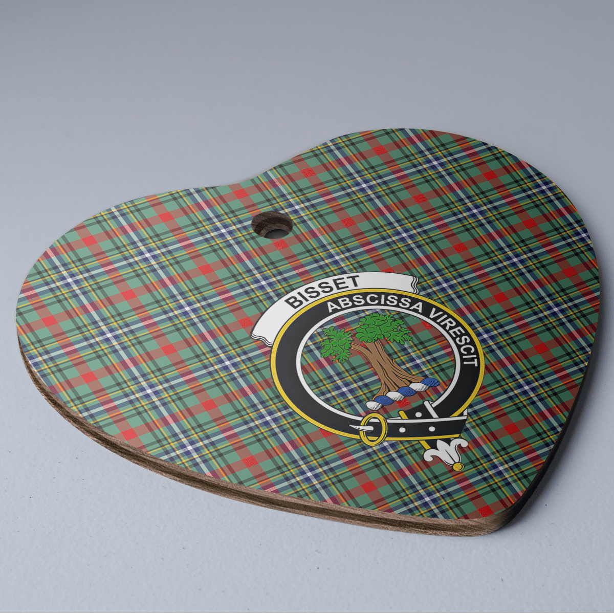 Clan Bisset 2 Tartan Crest Heart Ceramic Ornament VN38 Bisset 2 Tartan Tartan Christmas   