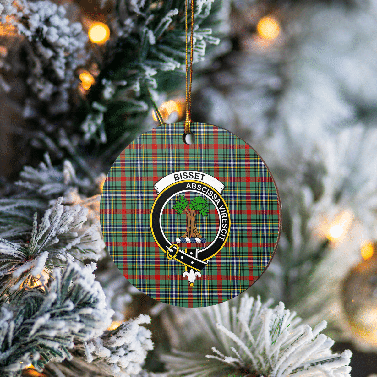 Clan Bisset 2 Tartan Crest Round Ceramic Ornament FK11 Bisset 2 Tartan Tartan Christmas   