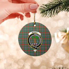 Clan Bisset 2 Tartan Crest Round Ceramic Ornament FK11 Bisset 2 Tartan Tartan Christmas   