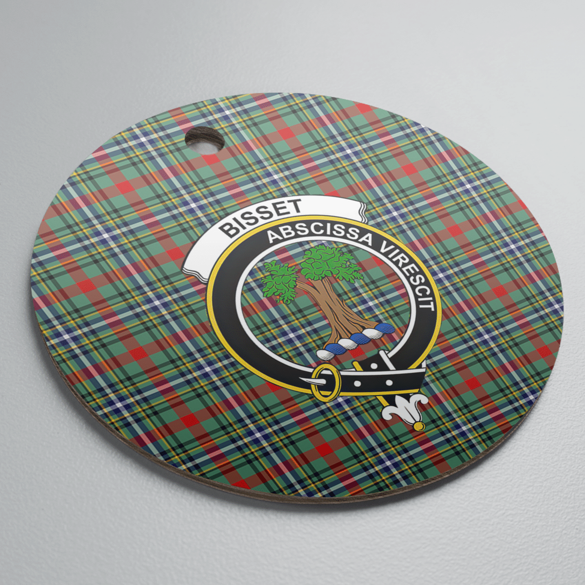 Clan Bisset 2 Tartan Crest Round Ceramic Ornament FK11 Bisset 2 Tartan Tartan Christmas   