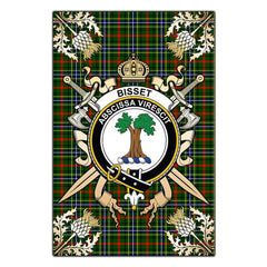 Clan Bisset Tartan Crest Black Garden Flag  - Gold Thistle  YF63 Clan Bisset Tartan Today   