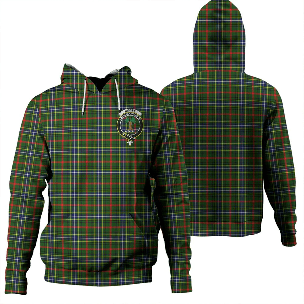 Clan Bisset Tartan Hoodie Crest MBGWCAP7-1 Bisset Tartan Hoodies   