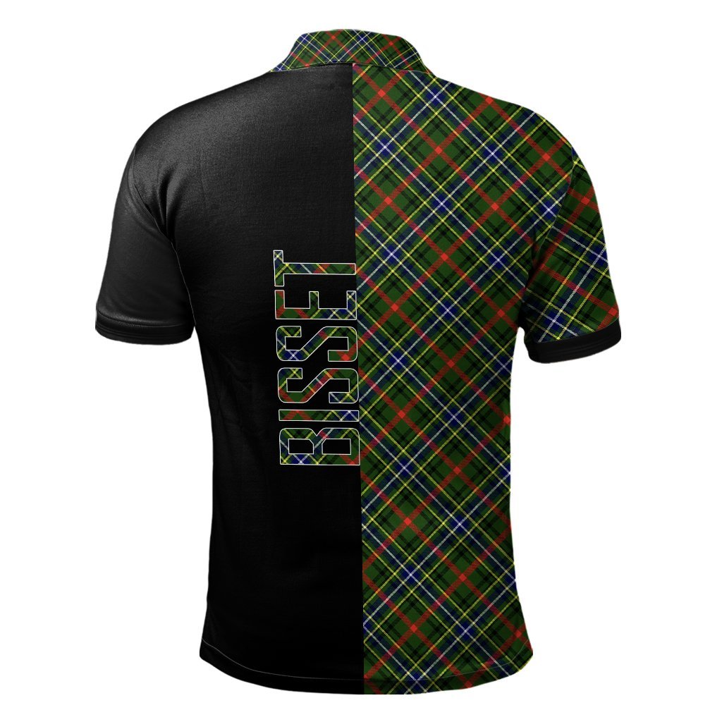 Clan Bisset Tartan Polo Shirt Half of Me - Cross Style WY10 Bisset Tartan Tartan Polo   