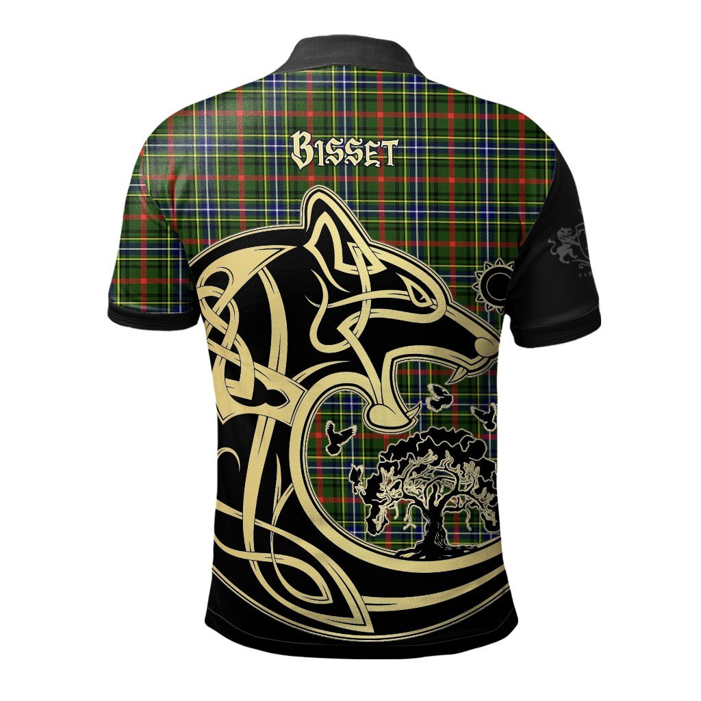 Clan Bisset Tartan Polo Shirt Viking Wolf XE90 Bisset Tartan Tartan Polo   