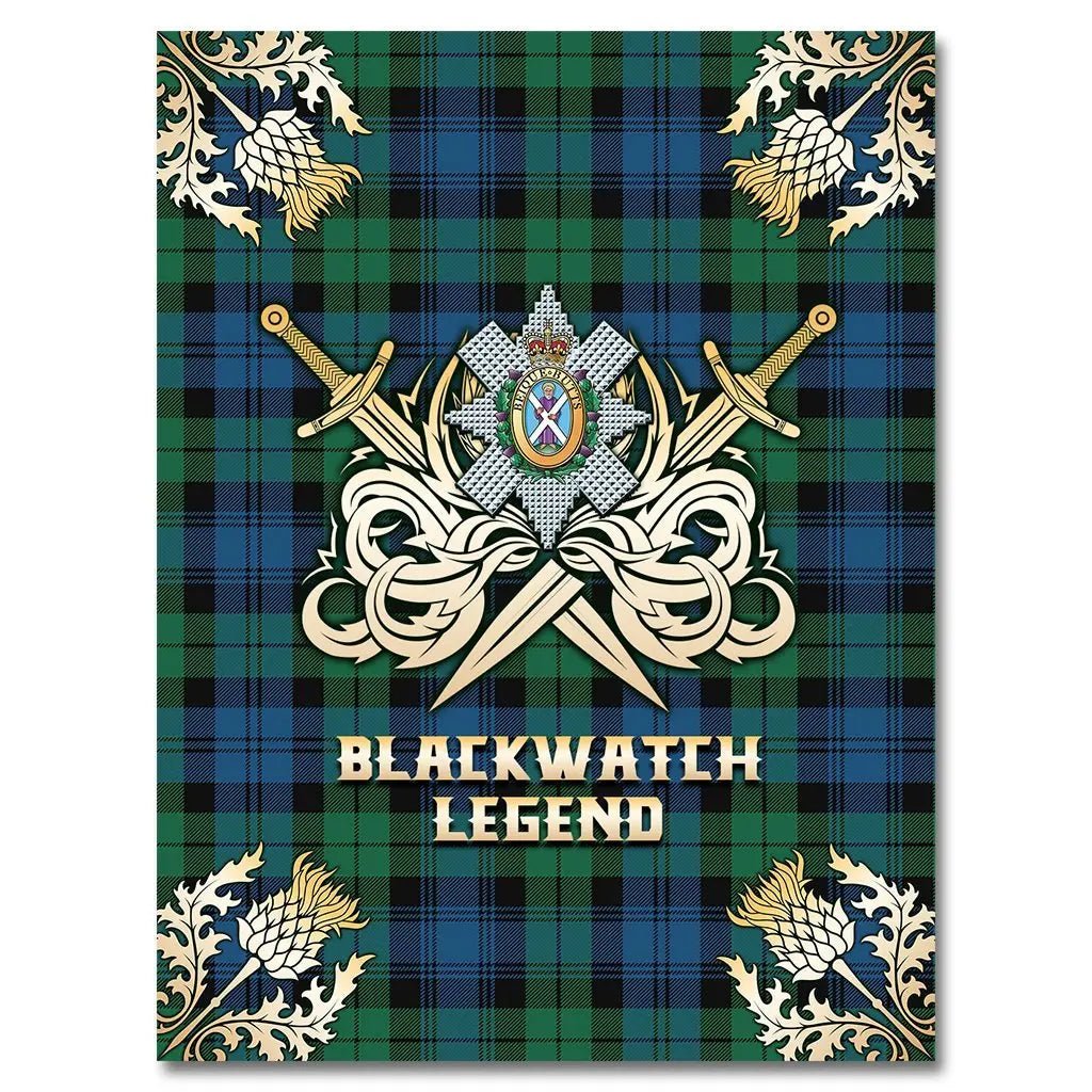 Clan Black watch Ancient Tartan Gold Courage Symbol Blanket XY11 Clan Black Watch Tartan Today   