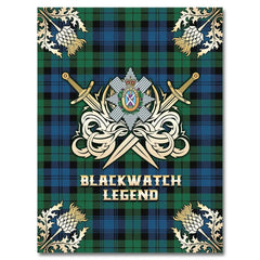 Clan Black watch Ancient Tartan Gold Courage Symbol Blanket XY11 Clan Black Watch Tartan Today   