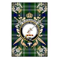 Clan Blackadder Tartan Crest Black Garden Flag  - Gold Thistle  SY53 Clan Blackadder Tartan Today   