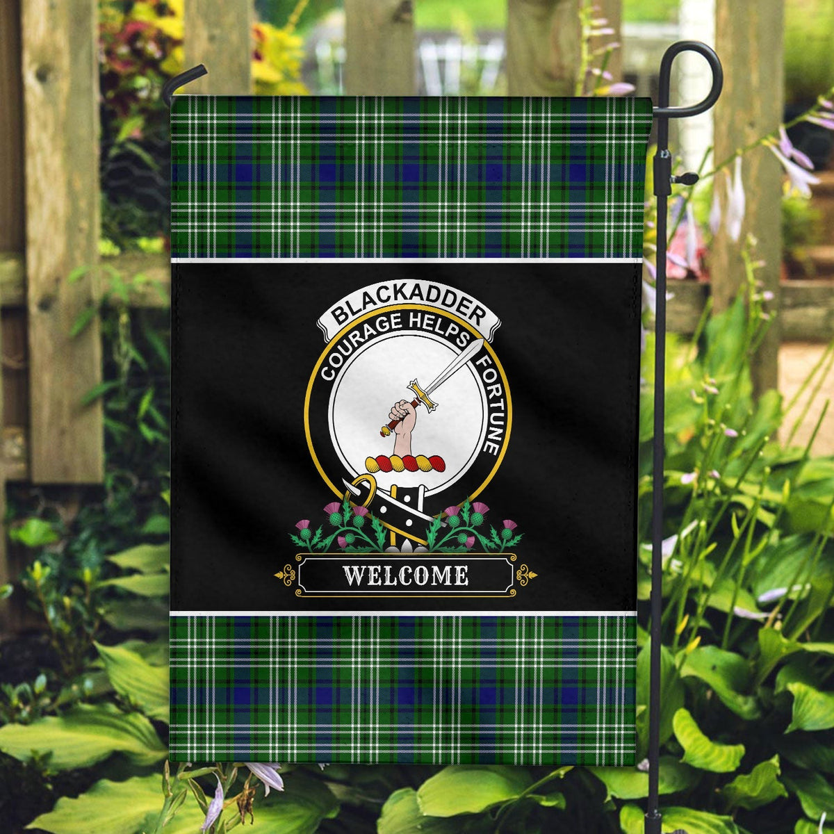 Clan Blackadder Tartan Crest Garden Flag  - Welcome  VW72 Clan Blackadder Tartan Today   