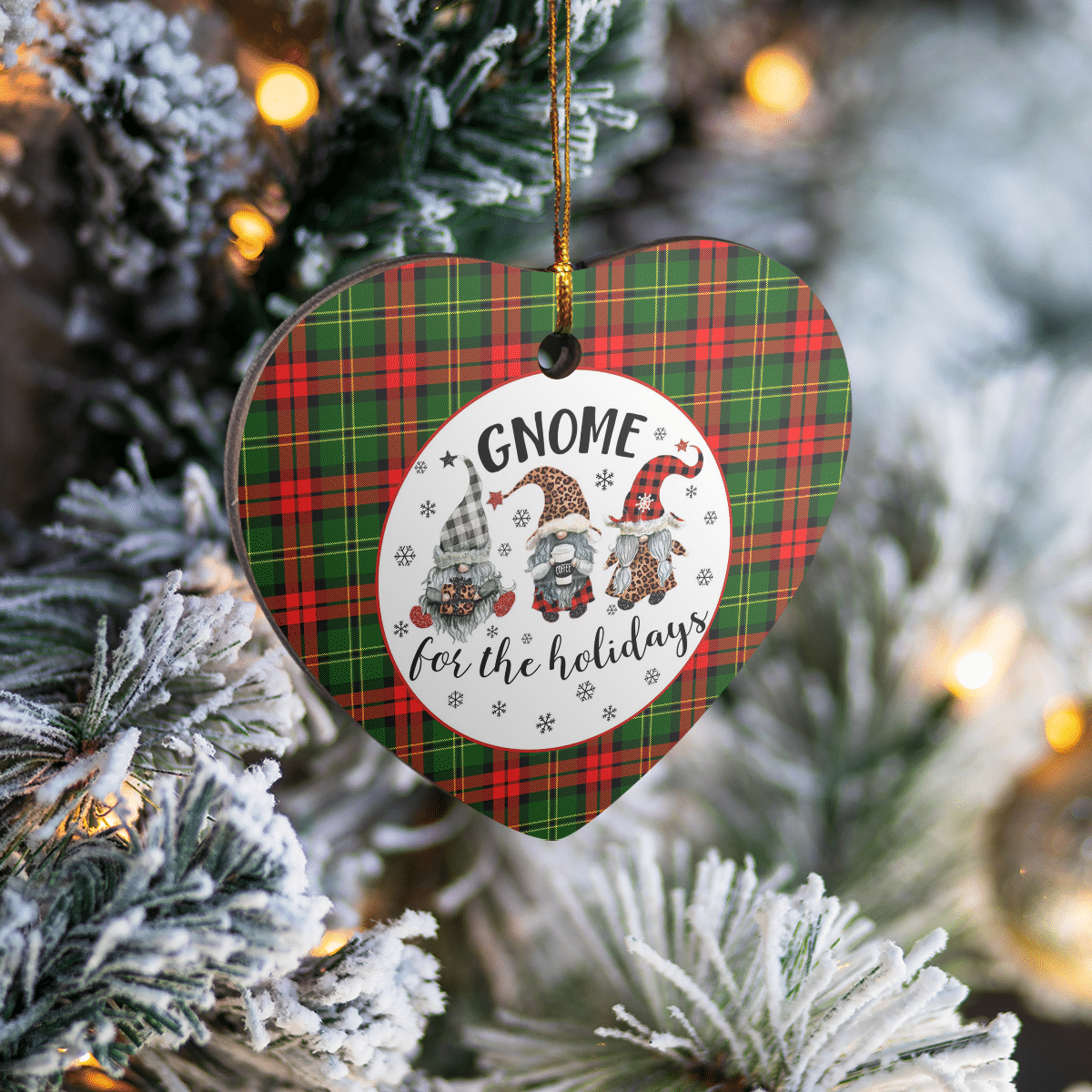 Clan Blackstock Tartan Gnome Heart Ceramic Ornament TB62 Blackstock Tartan Gnome Tartan Christmas   