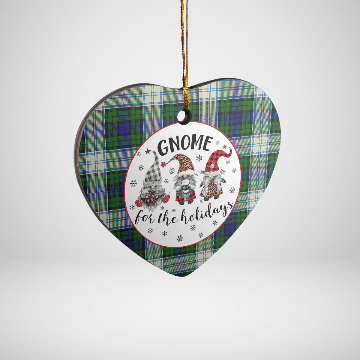 Clan Blackwatch Dress Modern Tartan Gnome Heart Ceramic Ornament KD58 Blackwatch Dress Modern Tartan Gnome Tartan Christmas   