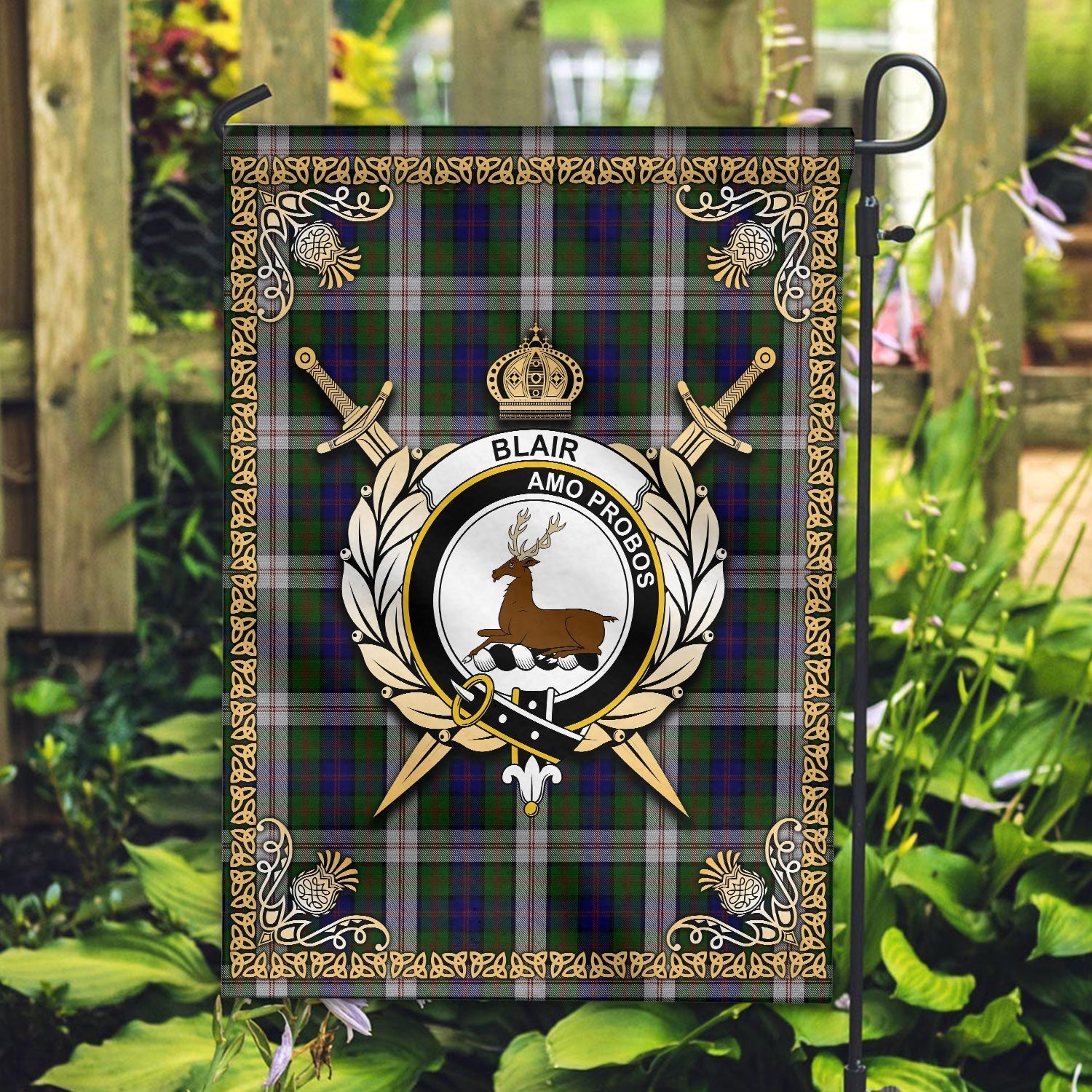 Clan Blair Dress Tartan Crest Garden Flag  - Celtic Thistle  TW66 Clan Blair Tartan Today   