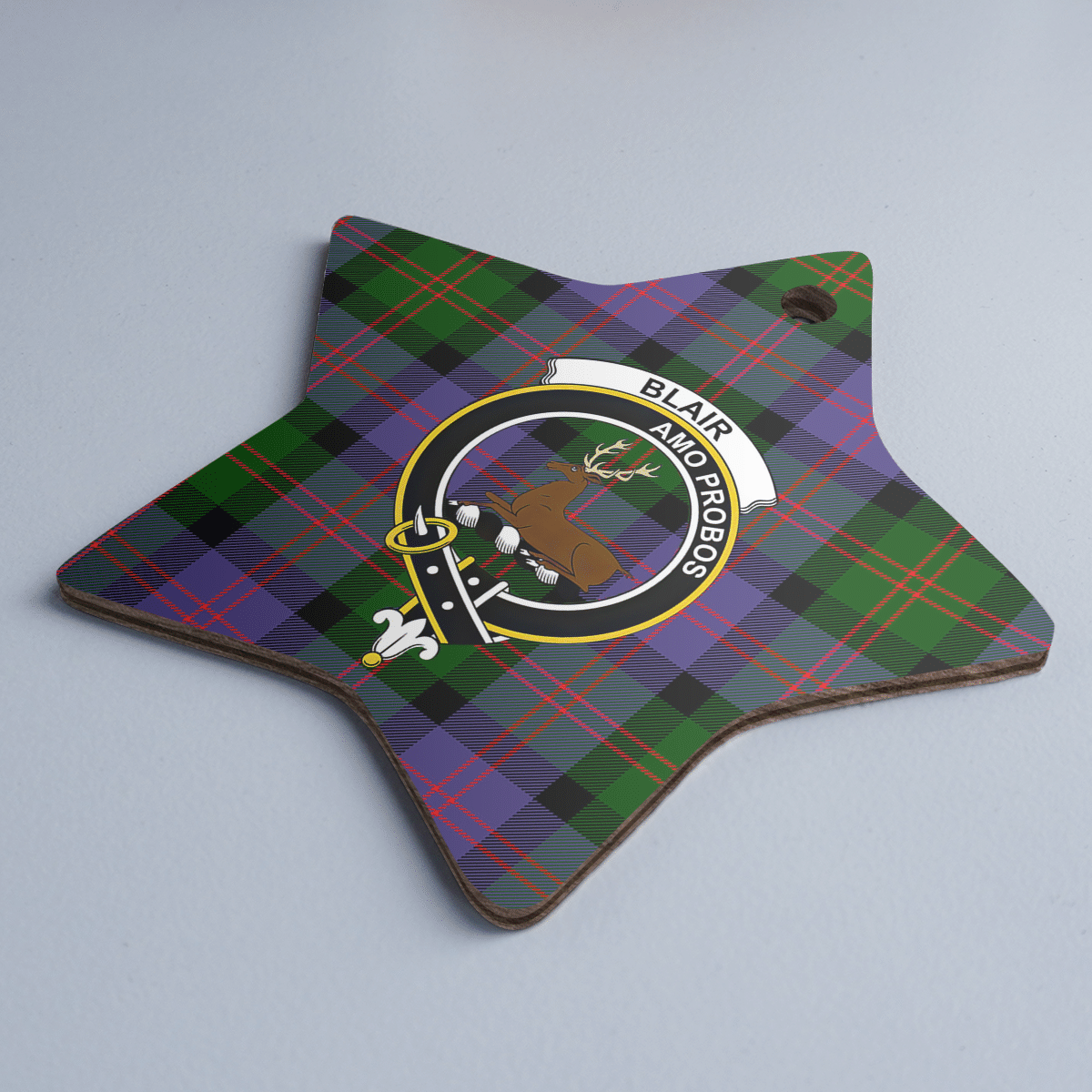 Clan Blair Modern Tartan Crest Star Ceramic Ornament WO14 Blair Modern Tartan Tartan Christmas   