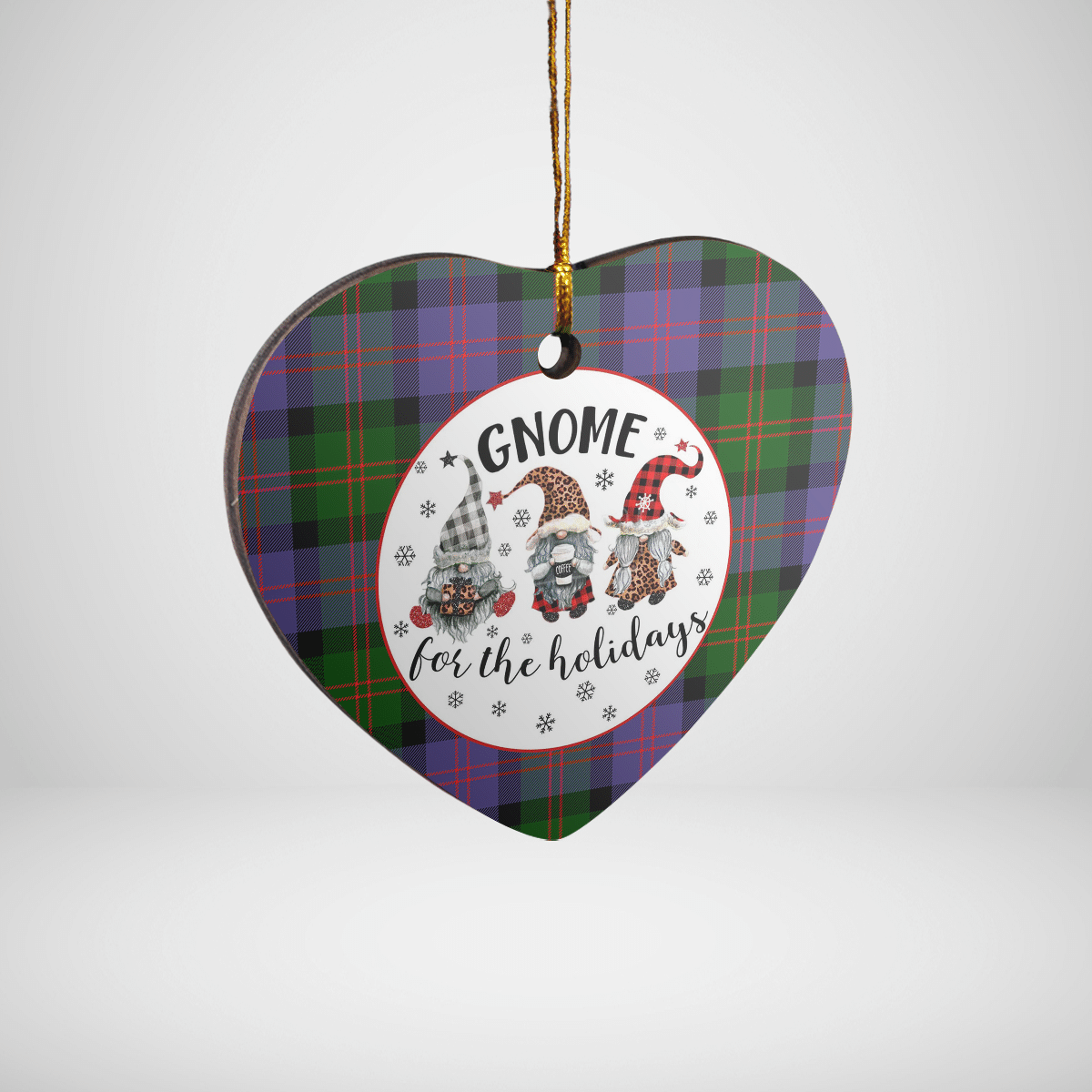 Clan Blair Modern Tartan Gnome Heart Ceramic Ornament YG83 Blair Modern Tartan Gnome Tartan Christmas   