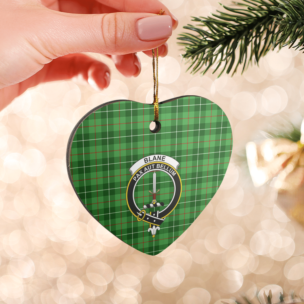 Clan Blane 1 Tartan Crest Heart Ceramic Ornament EZ20 Blane 1 Tartan Tartan Christmas   