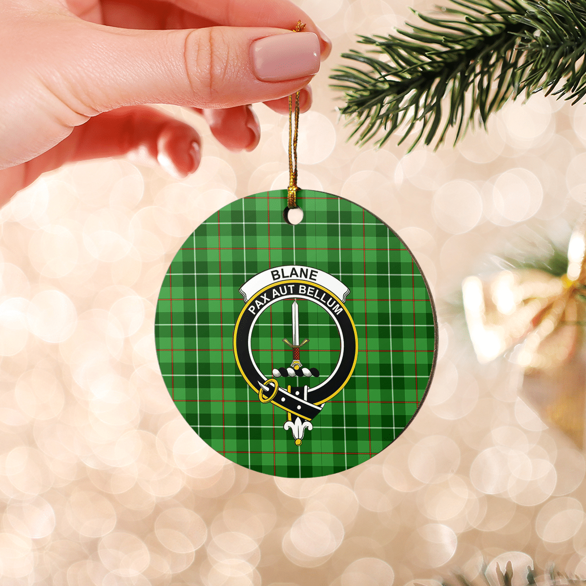 Clan Blane 1 Tartan Crest Round Ceramic Ornament AK44 Blane 1 Tartan Tartan Christmas   