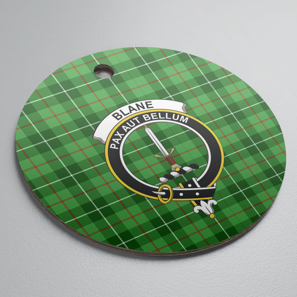 Clan Blane 1 Tartan Crest Round Ceramic Ornament AK44 Blane 1 Tartan Tartan Christmas   