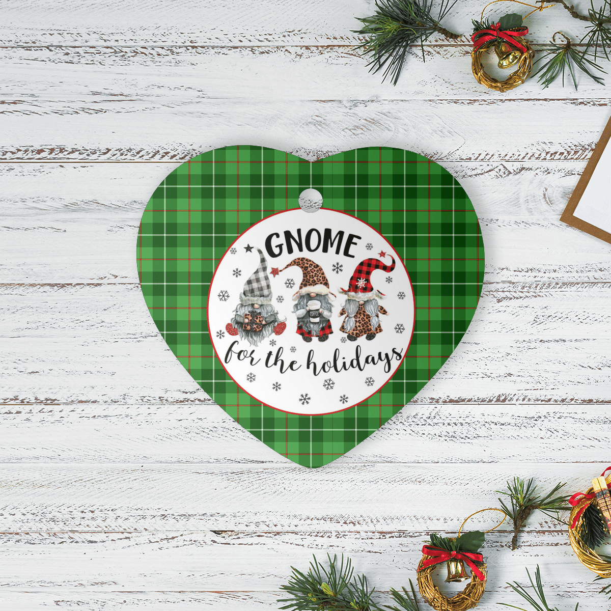 Clan Blane 1 Tartan Gnome Heart Ceramic Ornament KX98 Blane 1 Tartan Gnome Tartan Christmas   