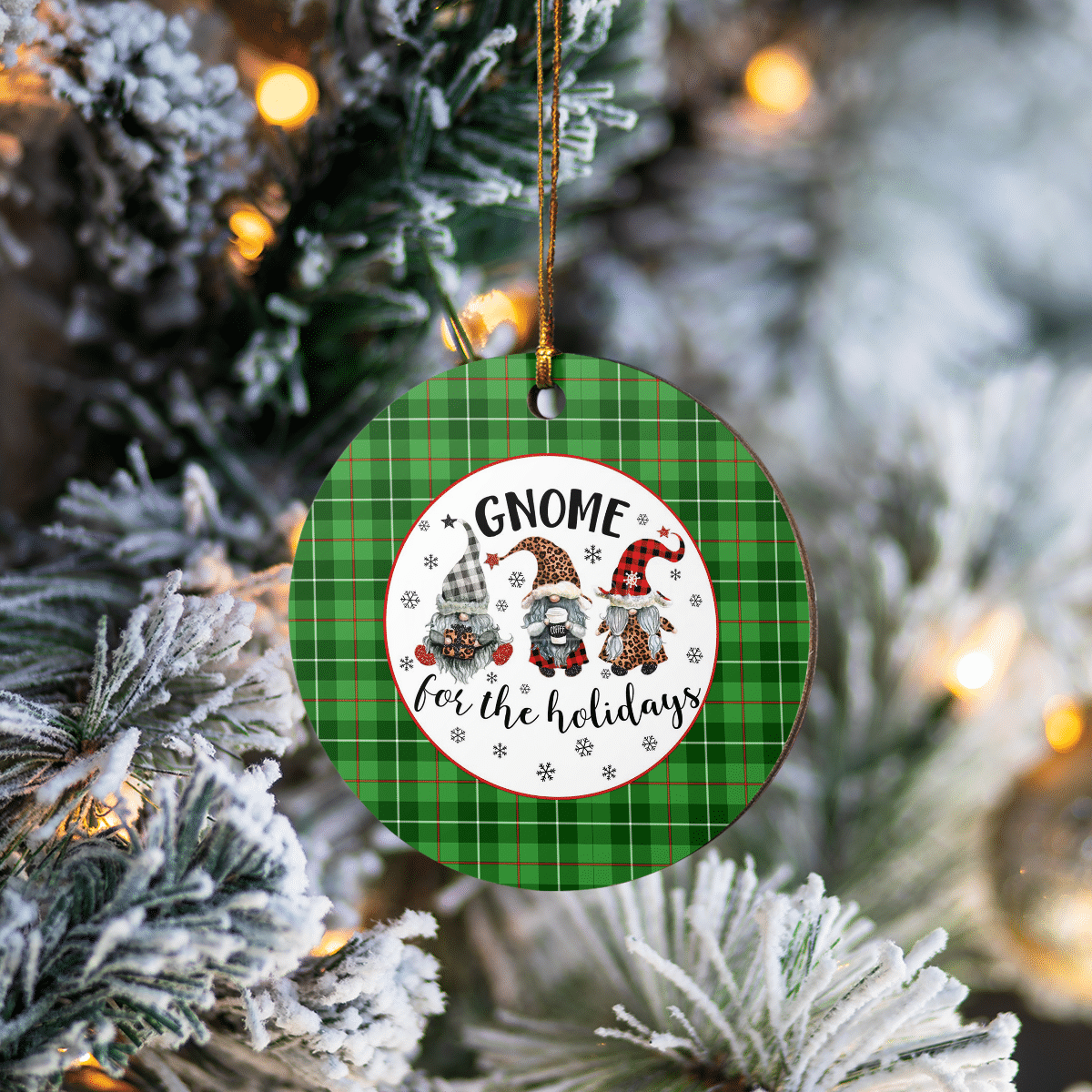 Clan Blane 1 Tartan Gnome Round Ceramic Ornament WU76 Blane 1 Tartan Tartan Christmas   