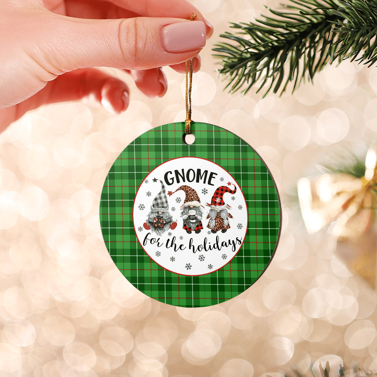 Clan Blane 1 Tartan Gnome Round Ceramic Ornament WU76 Blane 1 Tartan Tartan Christmas   