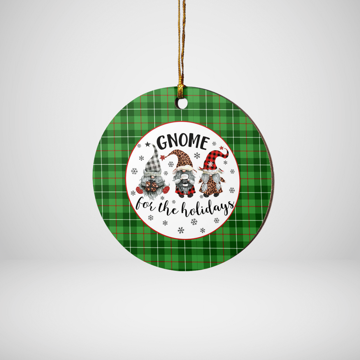 Clan Blane 1 Tartan Gnome Round Ceramic Ornament WU76 Blane 1 Tartan Tartan Christmas   